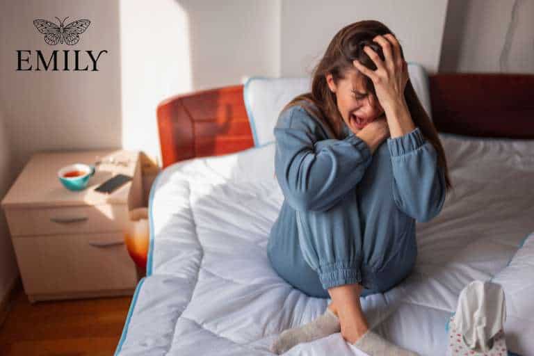 Anxious woman crying in bed 768x512 Nervous System Regulation for Stress and Anxiety